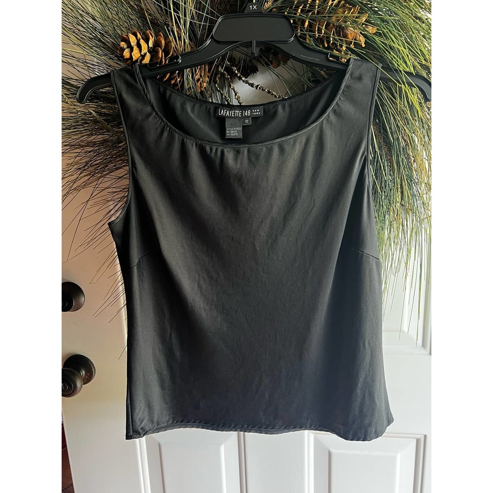 LAFAYETTE 148 New York Womens Black Sleeveless Silk shirt/top/ blouse Si…